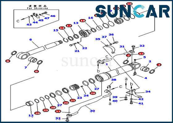 PC400-6C PC400LC-6Z Komatsu 707-99-67305 7079967305 Ekskavatör Bom Servis Kiti Hidrolik Silindir