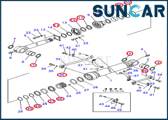PC400-7 PC400LC-7 Komatsu Ekskavatör Ağır Ekipmanları için Kova Silindir Conta Tamir Takımı 707-99-65220