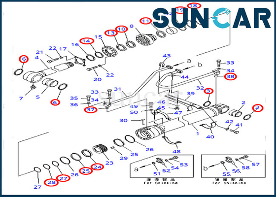 PC400-7 PC400LC-7 Modelleri Komatsu 707-99-50721 Kova Silindir Conta Kiti Ekskavatör Conta Kitleri 7079950721
