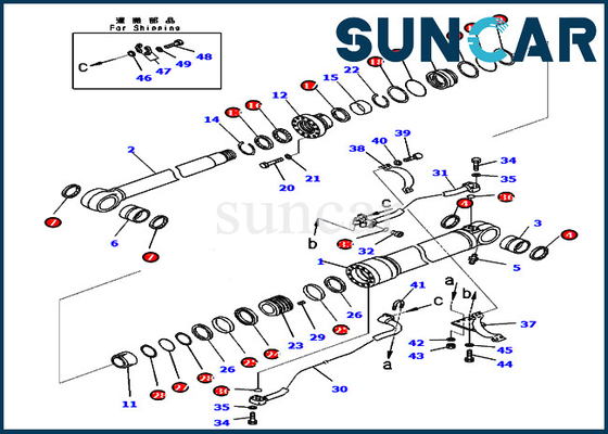 PC400-8 PC400LC-8 Komatsu 707-99-67091 7079967091 Bom Servis Kiti Aşınma Direnci Silindir Yağ Keçesi Kiti