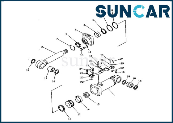 Komatsu Alttan Boşaltma Silindir Conta Takımı 2086395300 208-63-95300 PC400-1 için PC400LC-1 Alttan Boşaltma Silindiri Tamir Takımı