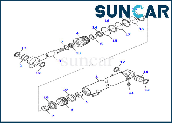 Aşınmaya dayanıklı 878000539 PC45R-8 Komatsu Bom Silindiri Değiştirme Kiti için Bom Silindir Conta Kiti