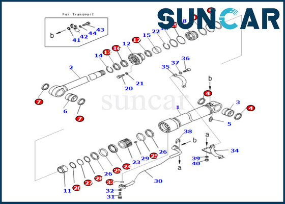 Bom Silindir Conta Takımı 721-98-00560 7219800560 PC490LC-10 için PC490HRD-11E0 Komatsu Bom Silindir Contası Tamir Takımı