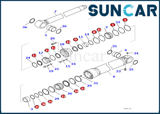 Bom Silindir Conta Kiti 7219801720 721-98-01720 PC490LCI-11 Bom Silindiri Tamir Takımına Uyar Komatsu