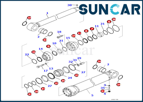 Komatsu Kol Silindir Conta Takımı Kol Silindir Conta Tamir Takımı 721-98-01750 7219801750 PC490LCI-11