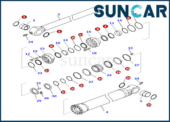 Kova Silindir Conta Kiti Komatsu 721-98-01740 721-98-01740 PC490LCI-11 için Kova Silindir Tamir Takımı