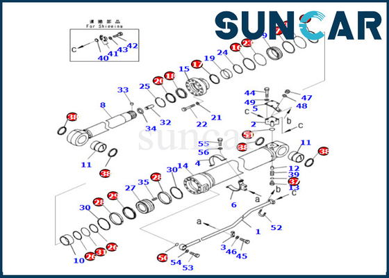 721-98-04000 7219804000 Kol Silindir Conta Kiti PC500LC-10R PC500LC-10M0 Uyar Komatsu Kol Silindiri Tamir Takımı