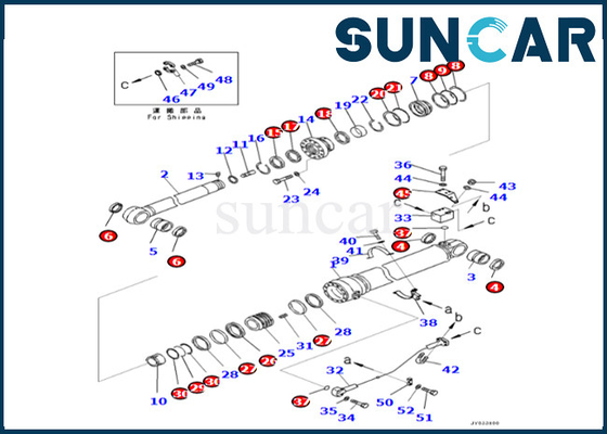 Komatsu Kol Silindir Conta Kiti 707-99-76180 707-99-76180 PC500LC-8R PC500LC-8 Kol Silindiri Tamir Takımına Uyar