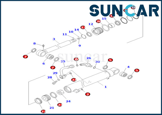 Komatsu 707-98-26820 7079826820 PC55MR-3 PC55MR-5 PC55MR-5M0 için Kol Silindir Conta Kiti