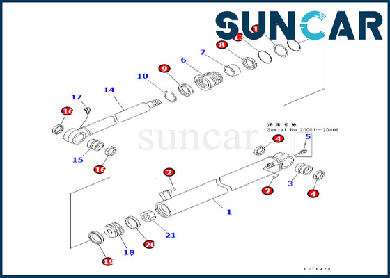 707-98-25310 7079825310 Kova Silindir Conta Kiti PC58UU-3 Komatsu Kova Silindir Servis Kitine Uyar