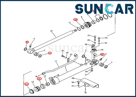 Komatsu Kova Silindir Conta Kiti 2016326700 201-63-26700 PC60-2 PC60U-3 Kova Silindir Tamir Takımına Uyar