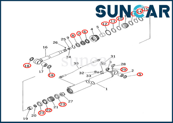 Kol Silindiri Servis Kiti 707-99-35230 7079935230 Kol Silindiri Conta Kiti PC60-7 PC60-7S Komatsu'ya Uyar