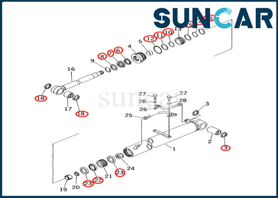 Bom Silindiri Tamir Takımı 7079936630 707-99-36630 Komatsu PC60-7 PC60-7S Bom Silindiri Sızdırmazlık Takımı