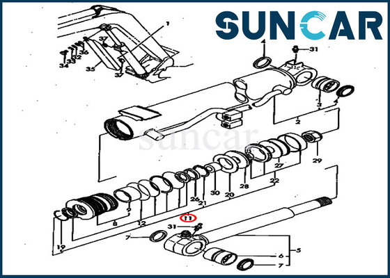 PC40FR-1 PC40FR-2 Ekskavatör Bom Servis Kitleri YM172164-72300 Komatsu Silindir Conta Tamir Takımı