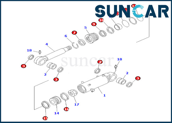 Komatsu 707-99-43240 7079943240 Bıçak Silindir Conta Kiti PC60-7 Bıçak Silindiri Değiştirme Kitine Uyar