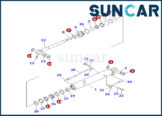 Komatsu 707-99-26710 7079926710 Bucket Cylinder Seal Kit For PC60-8 PC70-8 Bucket Cylinder Sealing Kit