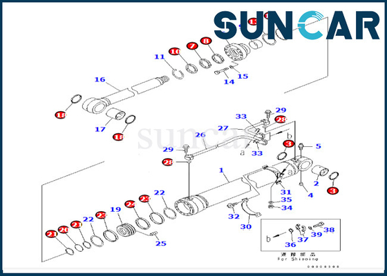 707-99-69700 7079969700 PC600LC-6A PC600-8 PC600-7 Komatsu için Bom Silindir Conta Kiti