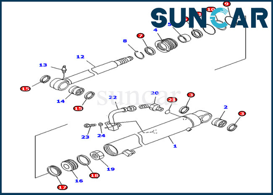 707-98-25250 Kol Servis Kiti PC40MR-1 PC40MRX-1 PC40R-8 Komatsu Modelleri İçin Hidrolik Silindir