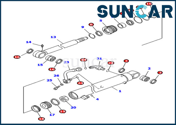 Komatsu 707-98-32520 7079832520 Ekskavatör İç Parçaları İçin Bıçak Silindir Tamir Contası Kiti PC40MR-1 PC45MR-1