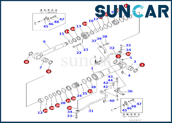 Bom Silindiri Sızdırmazlık Kiti 7079976130 707-99-76130 Komatsu Bom Silindiri Conta Kiti PC600-8 PC600-8R'ye Uyar