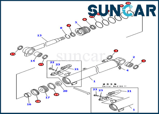 707-98-25560 Bom Servis Kiti Hidrolik Silindir Modellere Uygun Komatsu PC40MRX-1 PC40R-8 PC45MR-1
