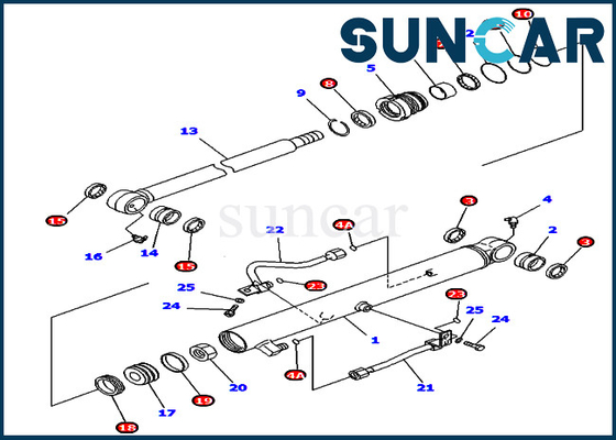 PC40MRX-1 PC45MRX-1 Komatsu 707-98-25970 Kuzey Amerika Ekskavatör için Kepçe Silindir Tamir Contası Kiti