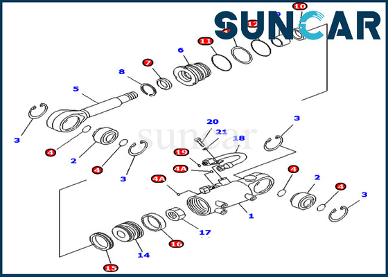 707-98-24730 Yatırma Silindiri Conta Kiti Aşınma Direnci Komatsu Ekskavatör PC40MR-1 PC45MR-1 Tamir Takımları
