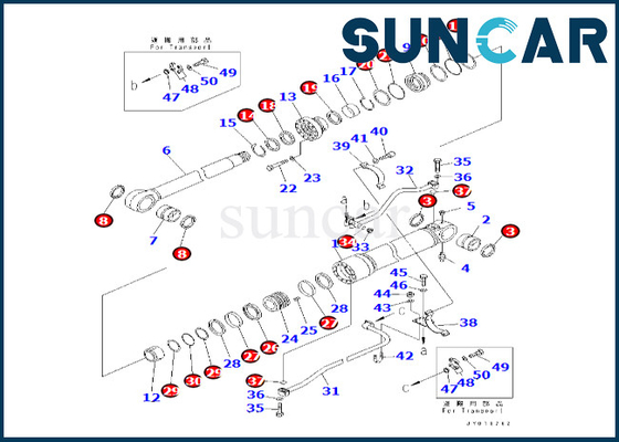 707-99-76131 7079976131 Komatsu Bom Silindir Conta Kiti PC600-8 PC600-8R Bom Silindiri Tamir Takımı