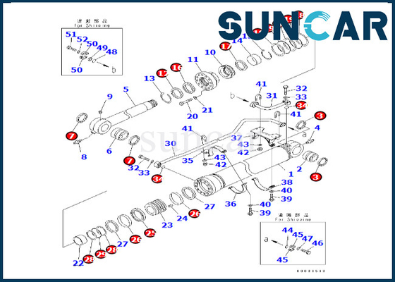 Kova Silindir Conta Kiti 707-99-69790 7079969790 PC600-8 PC600-8R için Komatsu Kova Silindir Conta Kiti