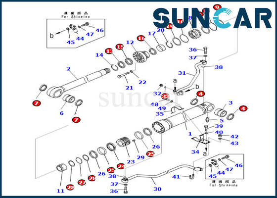 Bom Silindir Conta Kiti 7079968481 707-99-68481 PC700LC-8E0 için PC650LC-8E0 Komatsu Bom Silindiri Tamir Takımı