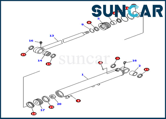 707-98-29510 7079829510 Boom Swing Cylinder Seal Kit For Oversea Spec. Makine PC40MR-2 Komatsu