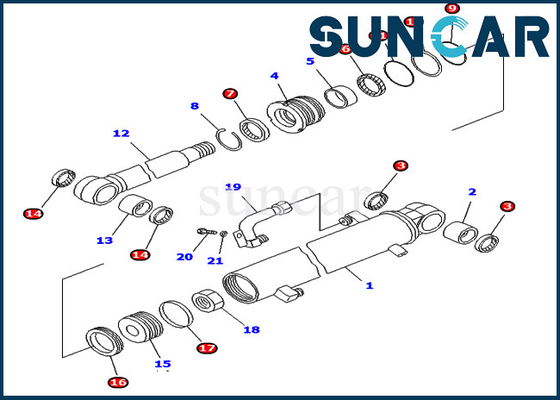 707-98-25820 7079825820 PC45-1 PC50UD-2 PC50UU-2 Komatsu İç Parçaları için Kol Silindiri Servis Kiti