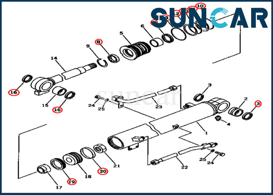 707-98-34140 Boom Silindir Onarım Dükkanı 7079834140 Modeller için PC45-1 PC50UG-2 Komatsu