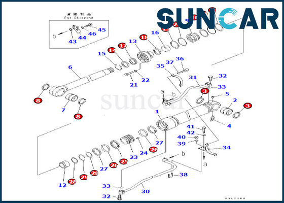 Komatsu 7079968680 707-99-68680 Bom Silindir Conta Kiti PC600LC-6A Bom Silindir Sızdırmazlık Kitine Uyar