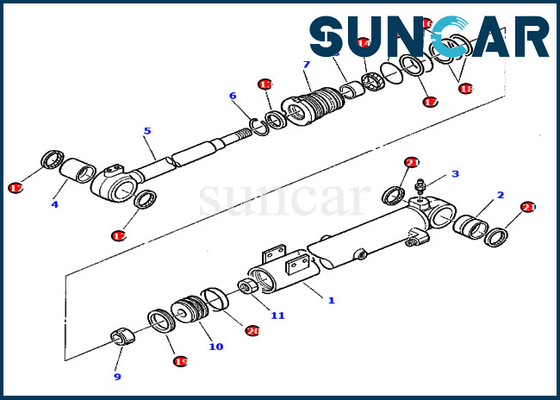 PC45-1 Ekskavatör Komatsu 878000415 Bom Silindir Conta Kiti Aşınma Direnci Hidrolik Değiştirme Kitleri