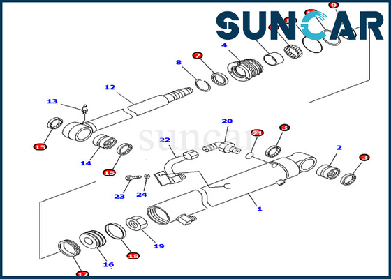 Kol Silindiri Servis Kiti 707-98-25830 7079825830 Ekskavatör Komatsu PC45MR-1 PC45MRX-1 PC45R-8 Sızdırmazlık Kitleri