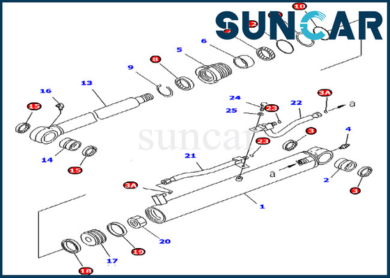 707-98-25360 7079825360 Kova Silindir Tamir Contası Kiti Ekskavatör PC45MR-1 Komatsu İç Parçaları İçin Uyar