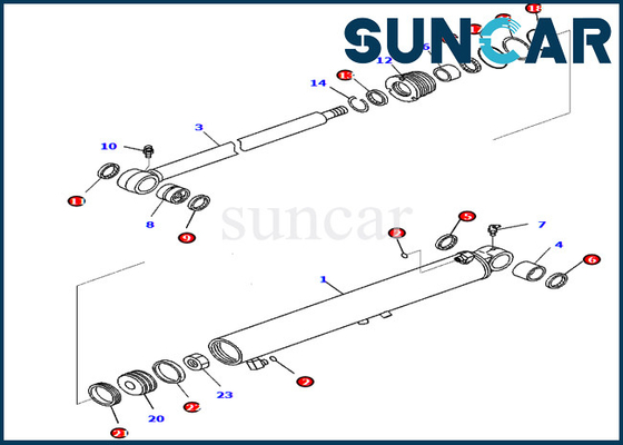 Bom Dönüş Silindiri Servis Kiti 707-98-25780 7079825780 Komatsu PC45MR-3 Ekskavatör Conta Kitleri