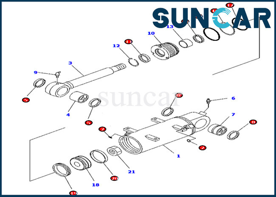 Komatsu Silindir Tamir Contası Kiti 707-98-34750 PC45MR-3 PC55MR-3 Kuzey Amerika Spec. ekskavatör