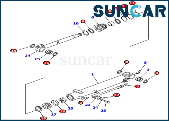 707-98-14770 7079814770 Komatsu PC45MR-3 PC50MR-2 PC55MR-3 Servis Kitleri için Açı Silindir Conta Kiti