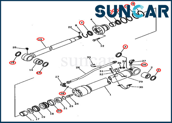Silindir Takma 201-63-02050 2016302050 Kol Conta Kitleri Komatsu PC60U-5 Hidrolik CYL Tamir Takımı