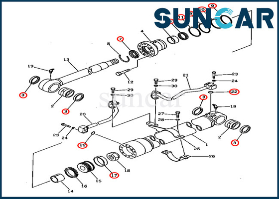 201-63-02040 2016302040 PC60U-5 Komatsu Ekskavatör Servis Kitleri Parçaları için Bom Silindir Conta Kiti