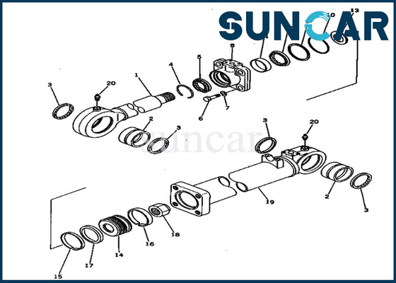 209-63-96101 2096396101 Alt Boşaltma Silindiri Servis Kiti Model PC650-1 Komatsu Tamir Takımlarına Uyar