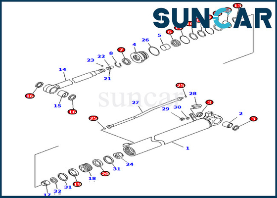 Servis Kitleri 707-99-35350 7079935350 Komatsu PC70-8 Ağır Ekipman için Kol Silindiri Sızdırmazlık Kiti