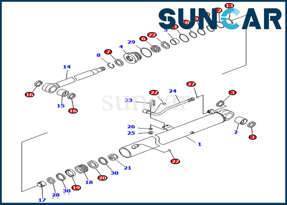 PC70-8 Komatsu 707-99-36710 7079936710 Bom Hidrolik Silindir Conta Takımı Değiştirme Kitleri