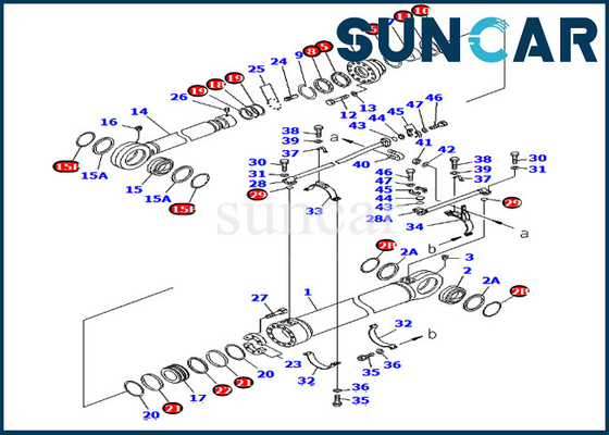 Komatsu Ekskavatör PC750-6 Ağır Ekipman için Kol Silindir Conta Takımı 707-99-78690 7079978690